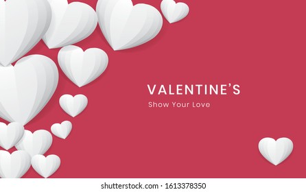 Valentine's Day Background, white heart, paper, love, red background - 