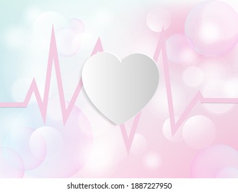 Valentine's day background with white hearts with greeting text happy Valentines day. Vector Illustration.
