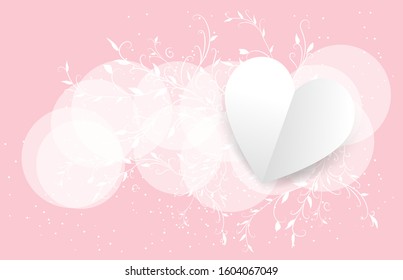 Valentine's Day background with white ivy on a pink background, valentine's day,wedding