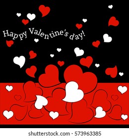 Valentines Day background with white and red hearts. Design for greeting card