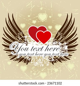 The Valentine's day background with wings and heart