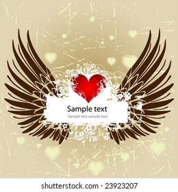 The Valentine's day background with wings and heart 2