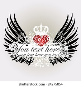 The Valentine's day background with wings and heart, love (vector)