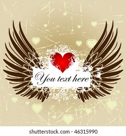 The Valentine's Day Background with Wings and Heart