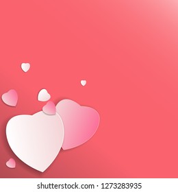 Valentine's Day Background.Background with paper cut hearts and copyspace.