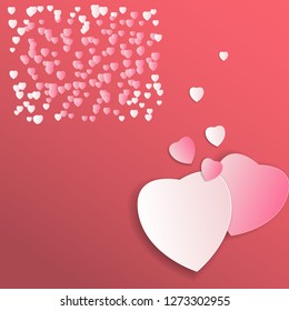 Valentine's Day Background.Background with paper cut hearts and copyspace.
