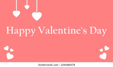 Valentine's Day background,card. Hanging hearts with lettering. Vector illustration.