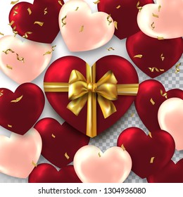 Valentine's Day background.Romantic composition with hearts .