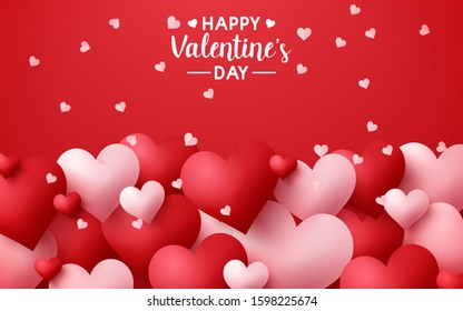 Valentine's Day background.Romantic composition with hearts. Vector illustration