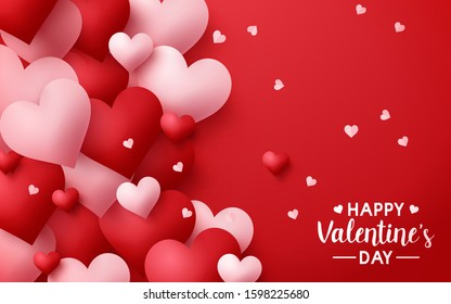 Valentine's Day background.Romantic composition with hearts. Vector illustration
