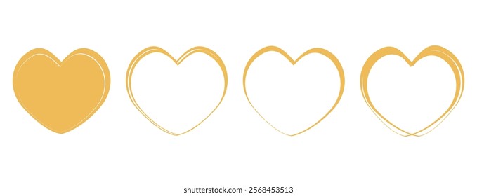 Valentine's day backgrounds with gold heart signs isolated on white background vector. 
