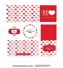 Valentine's Day Backgrounds set for banner. Cute heart elements seamless pattern. Vector templates for web, promotion, sale, invitation, card.