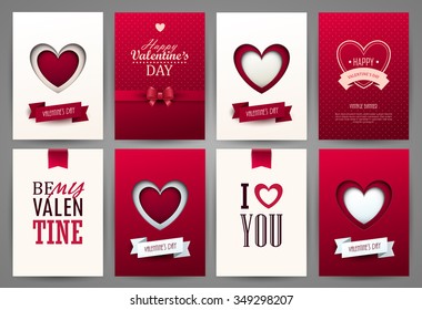 Valentine`s day backgrounds set. Vector illustration.