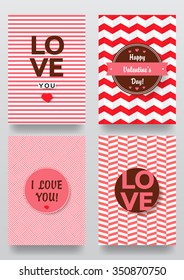 Valentine`s day backgrounds set. Vector illustration. Happy valentines day cards with ornaments, hearts.