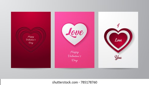 Valentine`s day backgrounds set. Vector illustration.
