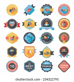 Valentine's Day badge flat banner design background set, eps10