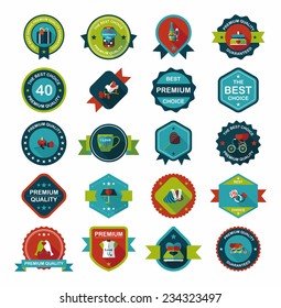 Valentine's Day badge flat banner design background set, eps10