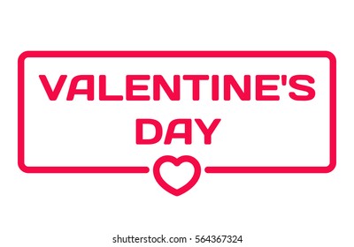 Valentine's Day badge with heart icon flat vector illustration on white background. 14 februery theme in dialog bubble. Romantic quotes stamp for cards, invitations, banners, labels, blog article