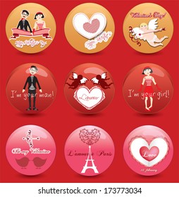 Valentine's day badges set