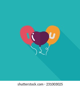 Valentine's Day ballons flat icon with long shadow,eps10