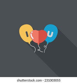 Valentine's Day ballons flat icon with long shadow,eps10