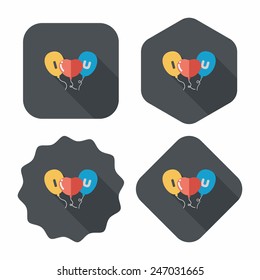Valentine's Day ballons flat icon with long shadow,eps10