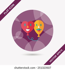 Valentine's Day ballons flat icon with long shadow,eps10