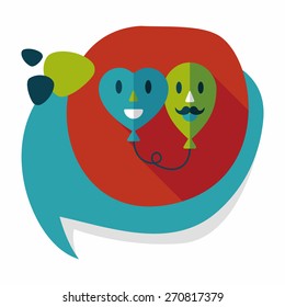 Valentine's Day ballons flat icon with long shadow,eps10