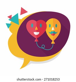 Valentine's Day ballons flat icon with long shadow,eps10