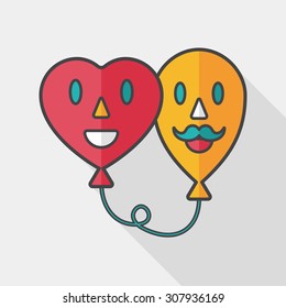 Valentine's Day ballons flat icon with long shadow,eps10