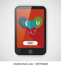 Valentine's Day ballons flat icon with long shadow,eps10