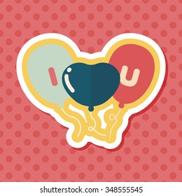 Valentine's Day ballons flat icon with long shadow,eps10