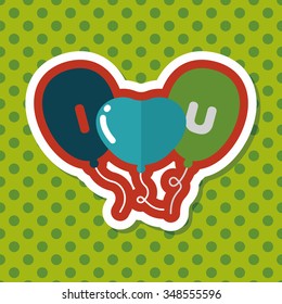 Valentine's Day ballons flat icon with long shadow,eps10