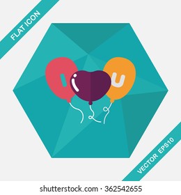 Valentine's Day ballons flat icon with long shadow,eps10