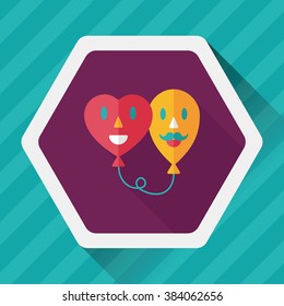Valentine's Day ballons flat icon with long shadow,eps10