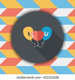 Valentine's Day ballons flat icon with long shadow,eps10