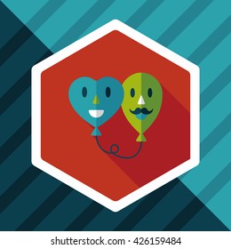 Valentine's Day ballons flat icon with long shadow,eps10
