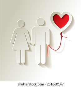Valentine's Day balloon couple on white background vector