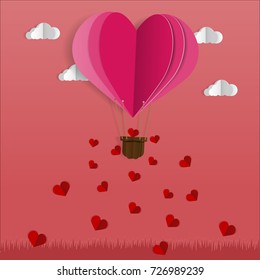 Valentine's Day with a balloon floating on the air.vector illustration.