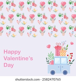 Valentine's Day, balloon, gift card, elixir of love, ice cream, cupcake, heart, bird, love, background, romantic, holiday, romance,