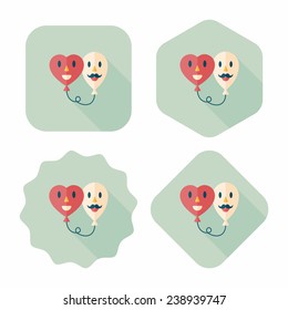 Valentine's Day balloons flat icon with long shadow,eps10