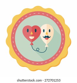 Valentine's Day balloons flat icon with long shadow,eps10