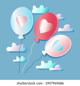 Valentine's day balloons  іn the sky.