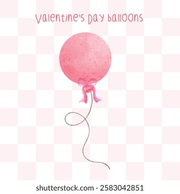 Valentine's Day balloons, watercolor, hand drawn