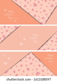 Valentine's day banner. Background with paper cut effect and gradients hearts. Copy space for your text. Gift card, advertising, poster conceptual model.