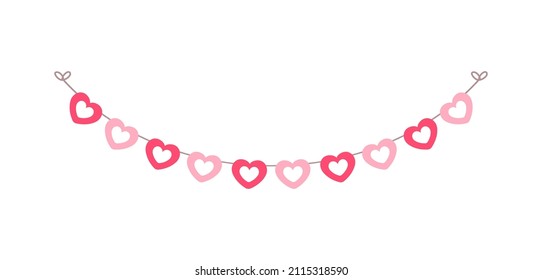 Valentine's Day banner bunting vector illustration clipart