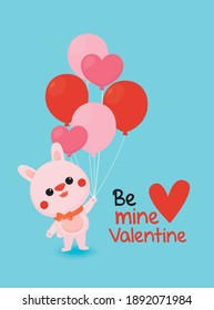 Valentine's day banner with cute bear on pastel background.