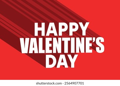 Valentine's Day banner design with 3d text effect on red romantic background. Happy Valentine's Day greeting card, poster, template to celebrate on 14 February. Valentine logo, label, tag vector.