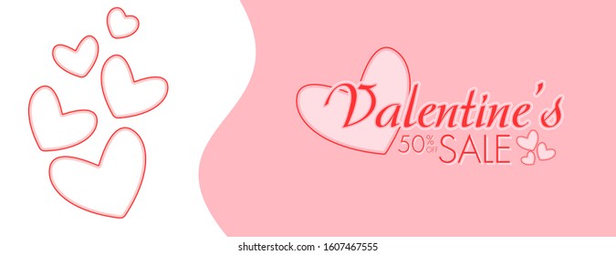 valentine's day banner design for discount and Special offers Advertisement, vector romantic template of sale
