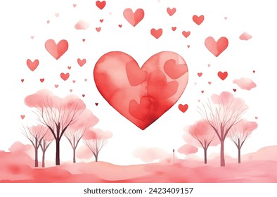 Valentine's day banner design with  hearts. Background for invitations and greeting card on 14 february